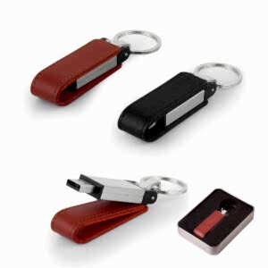 16 GB Deri Metal Anahtarlık USB Bellek