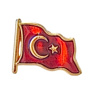 Türk Bayrağı Mineli Yaka Rozeti (İğneli)