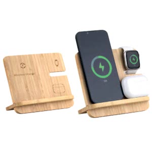 3’ü 1 Arada Bambu Kablosuz Şarj Standı